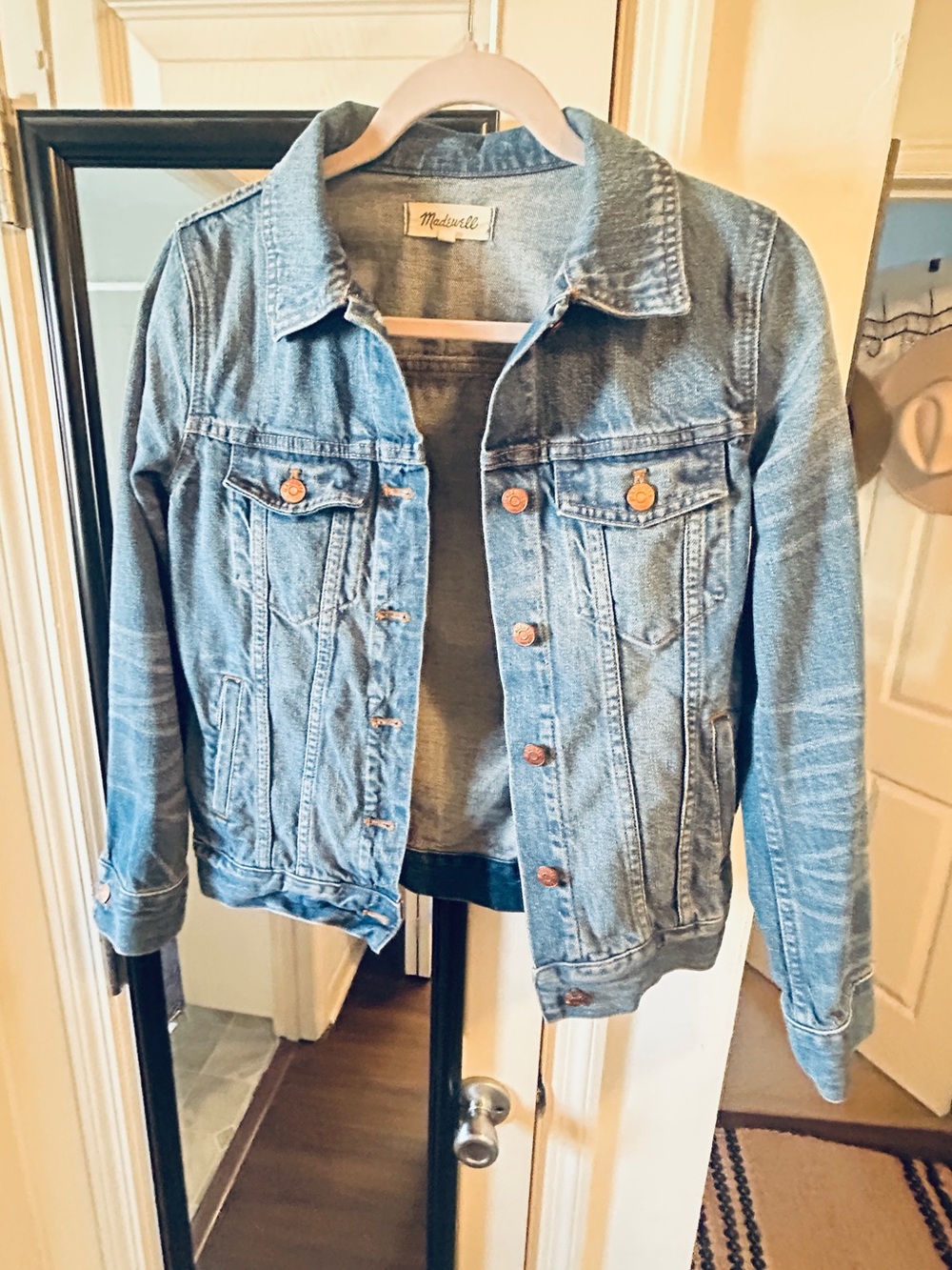 Madewell Sky Blue Denim Jacket with Button Front